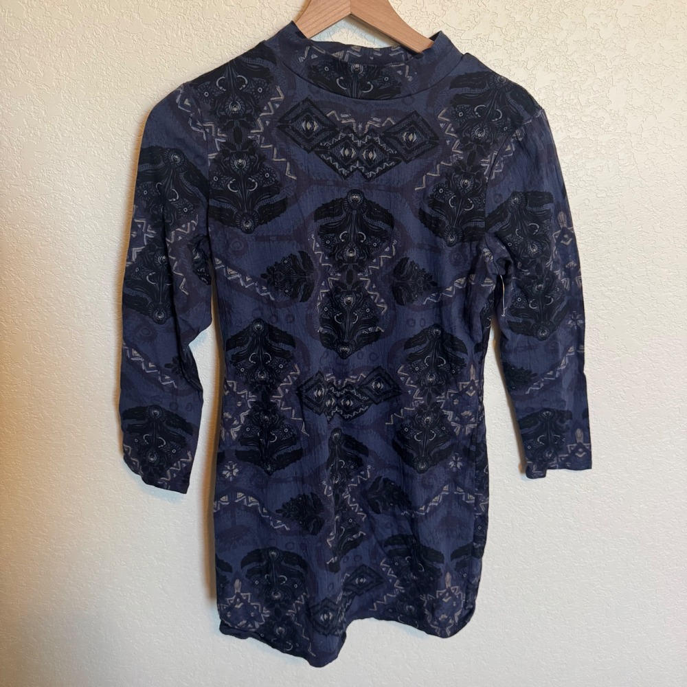 Boho Indie Sleaze Free People Cutout Back Bodycon Dress Medium Blue Black